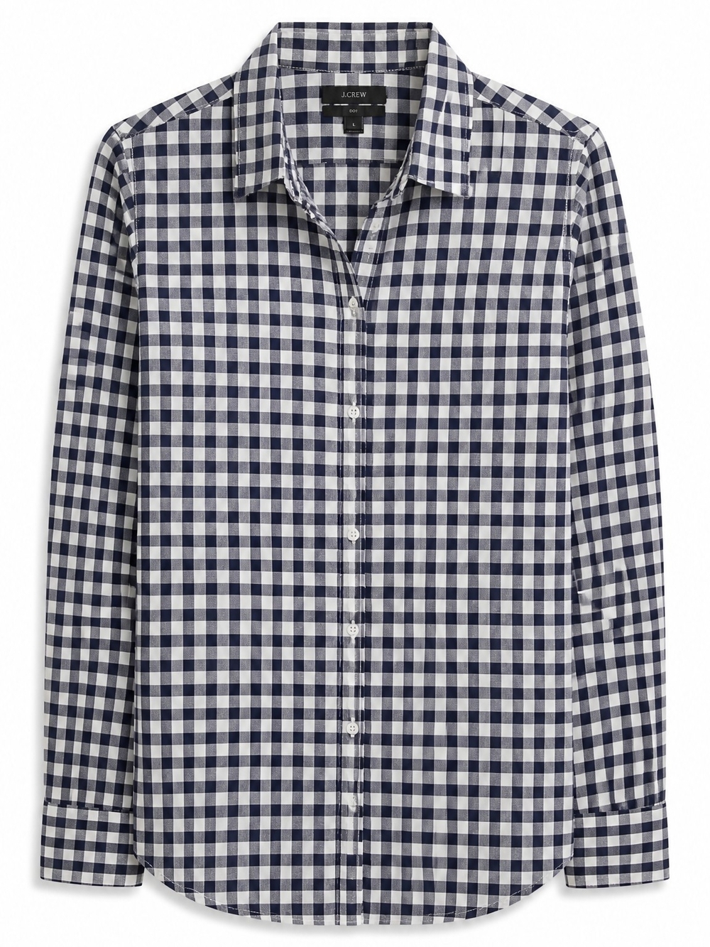 J. Crew Navy and White Gingham Long-Sleeve Shirt